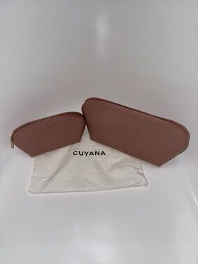 Cuyana Soft Rose Argentinian Pebbled Leather Cosmetic Pouch Duo
